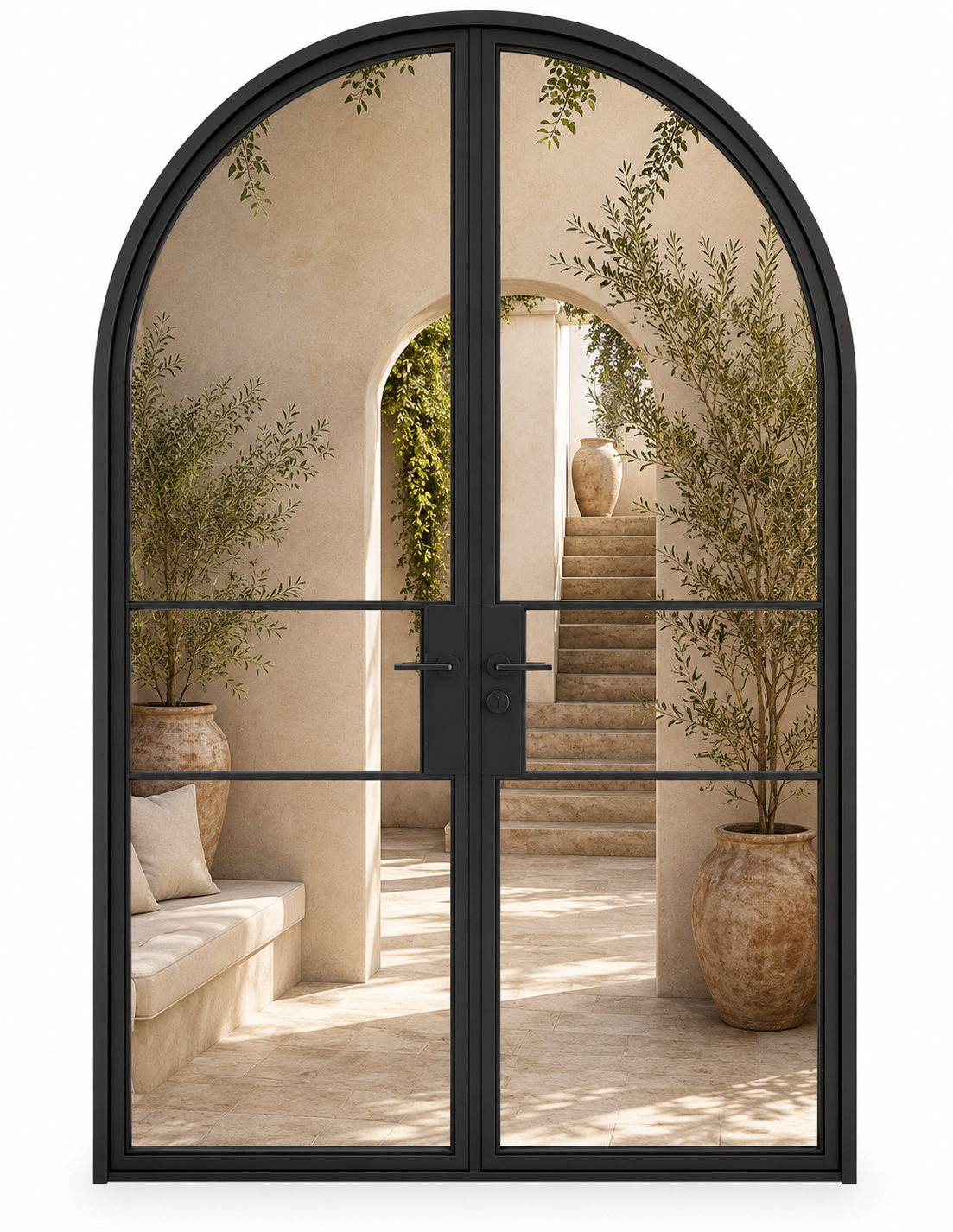 Full-Arch Double Steel Door — closed