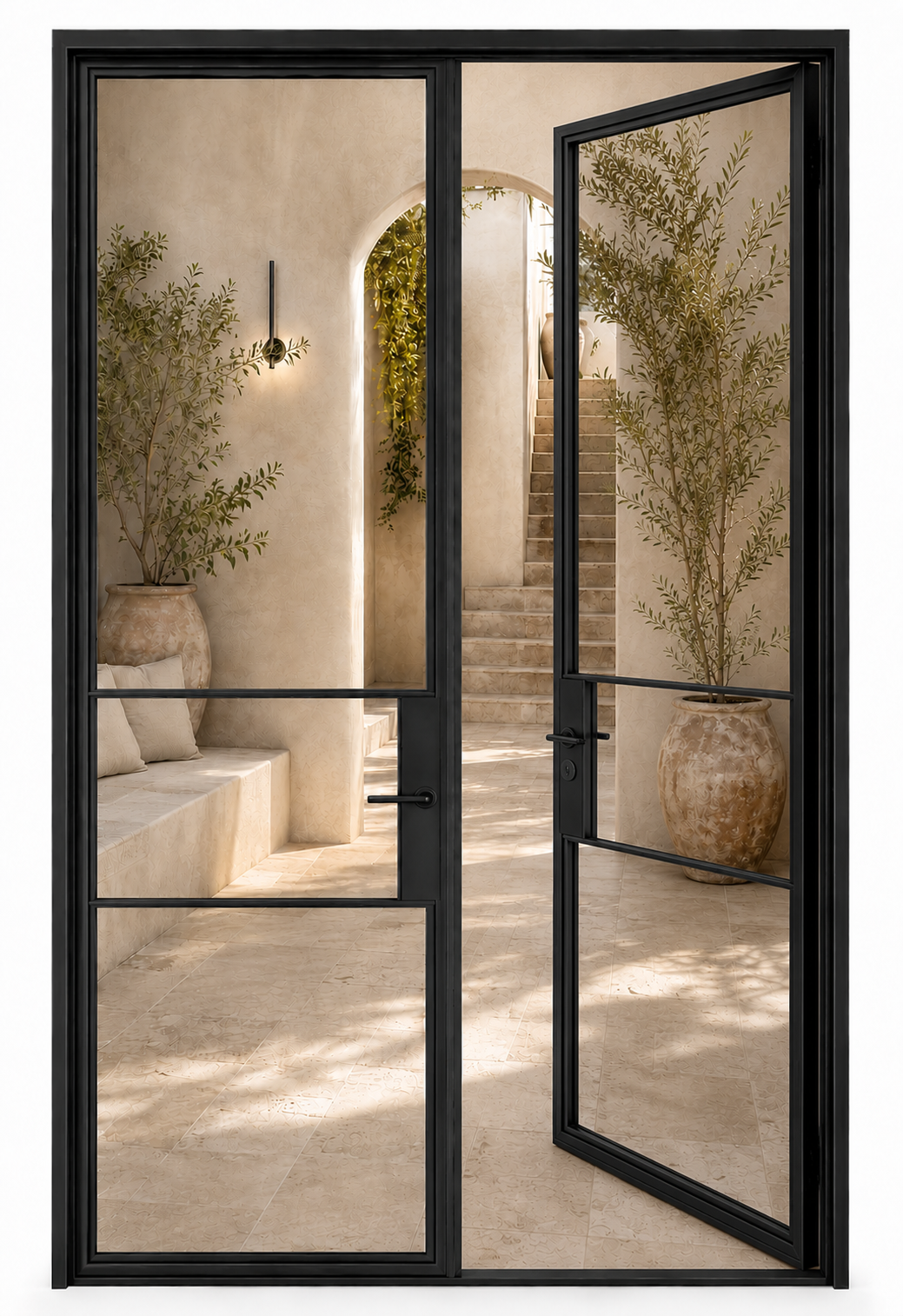 6-Lite Divider Double Steel Door — open