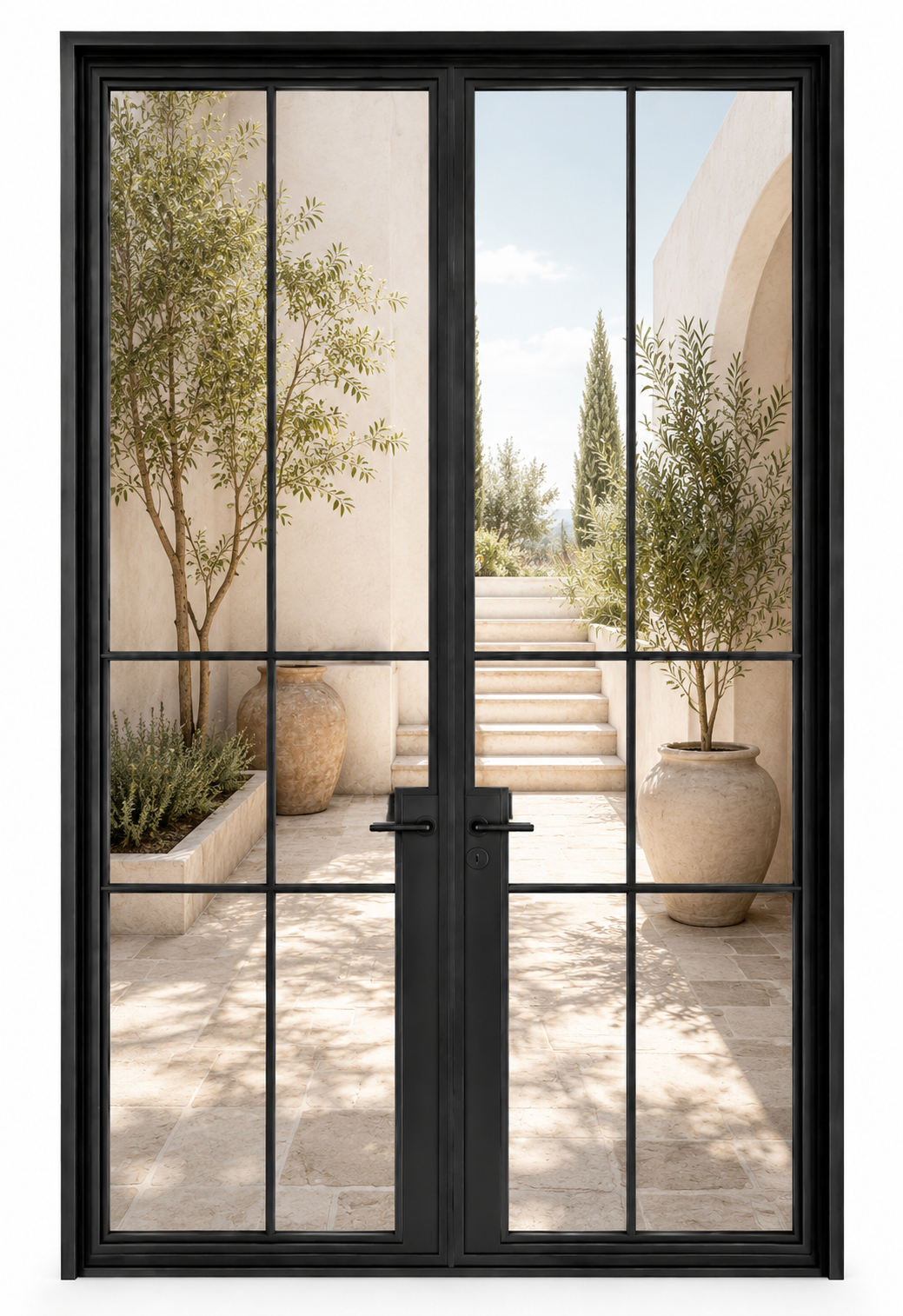 Double French Steel Door — 6-Lite — closed