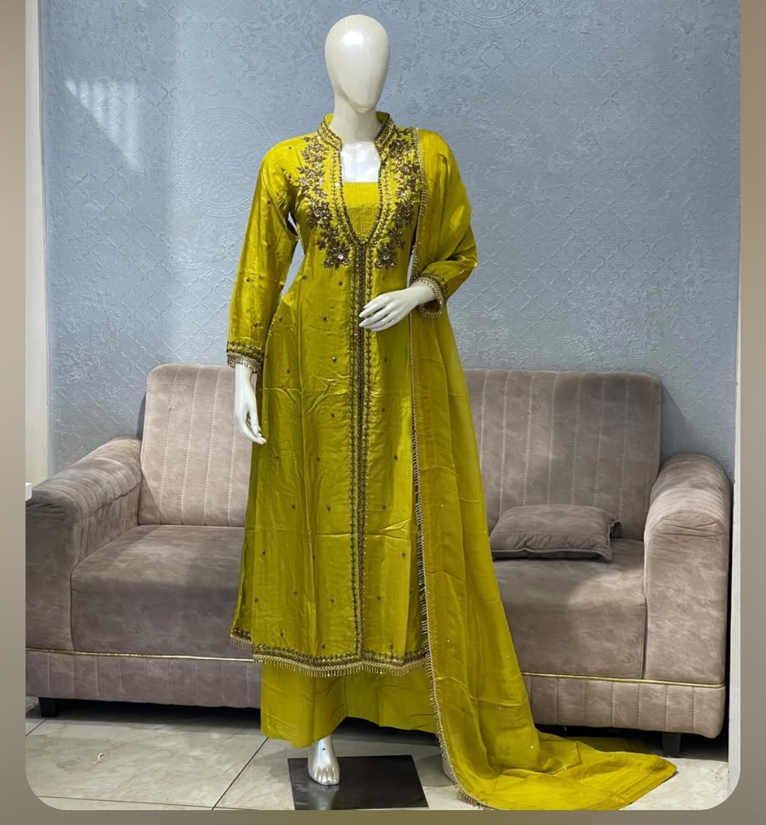 Rosewood Zari Kurta Pant Dupatta Set