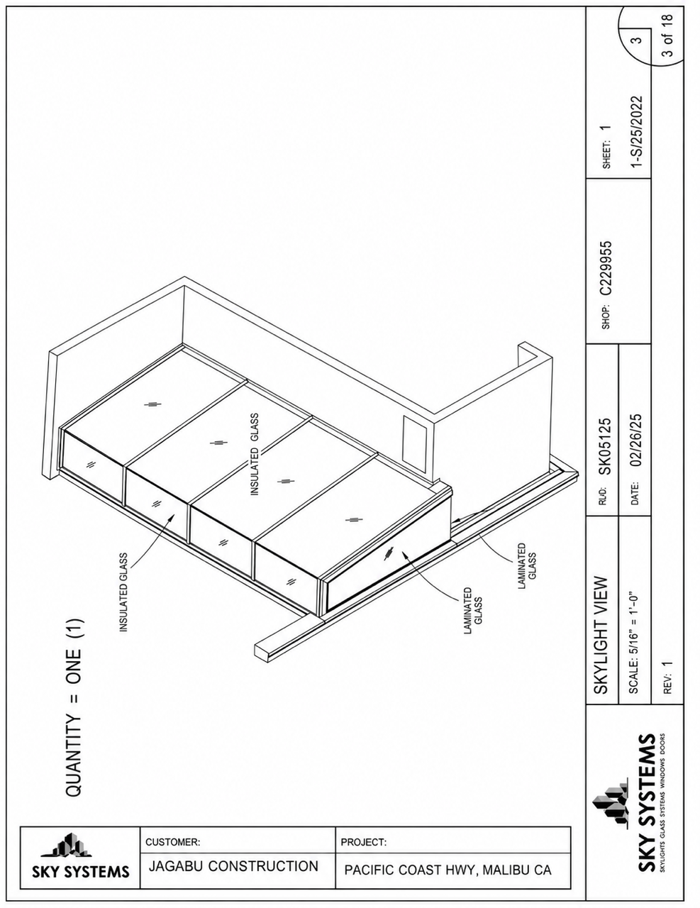 Commercial Atrium Skylight blueprint drawing