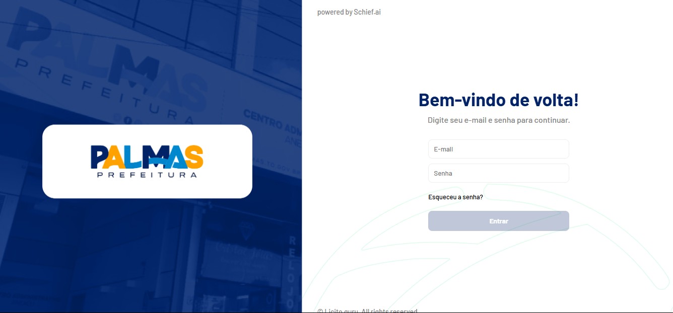 Login personalizado, Prefeitura de Palmas