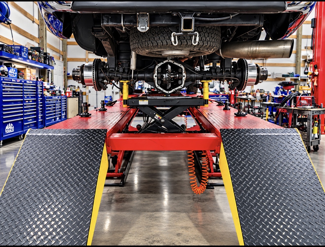 Rear axle and differential on the alignment rack