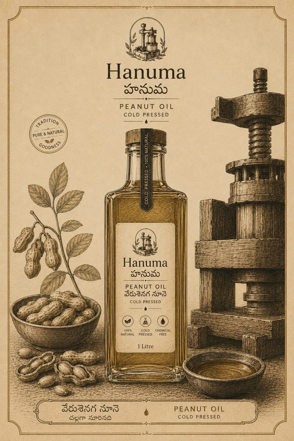 Wood-Pressed Groundnut Oil