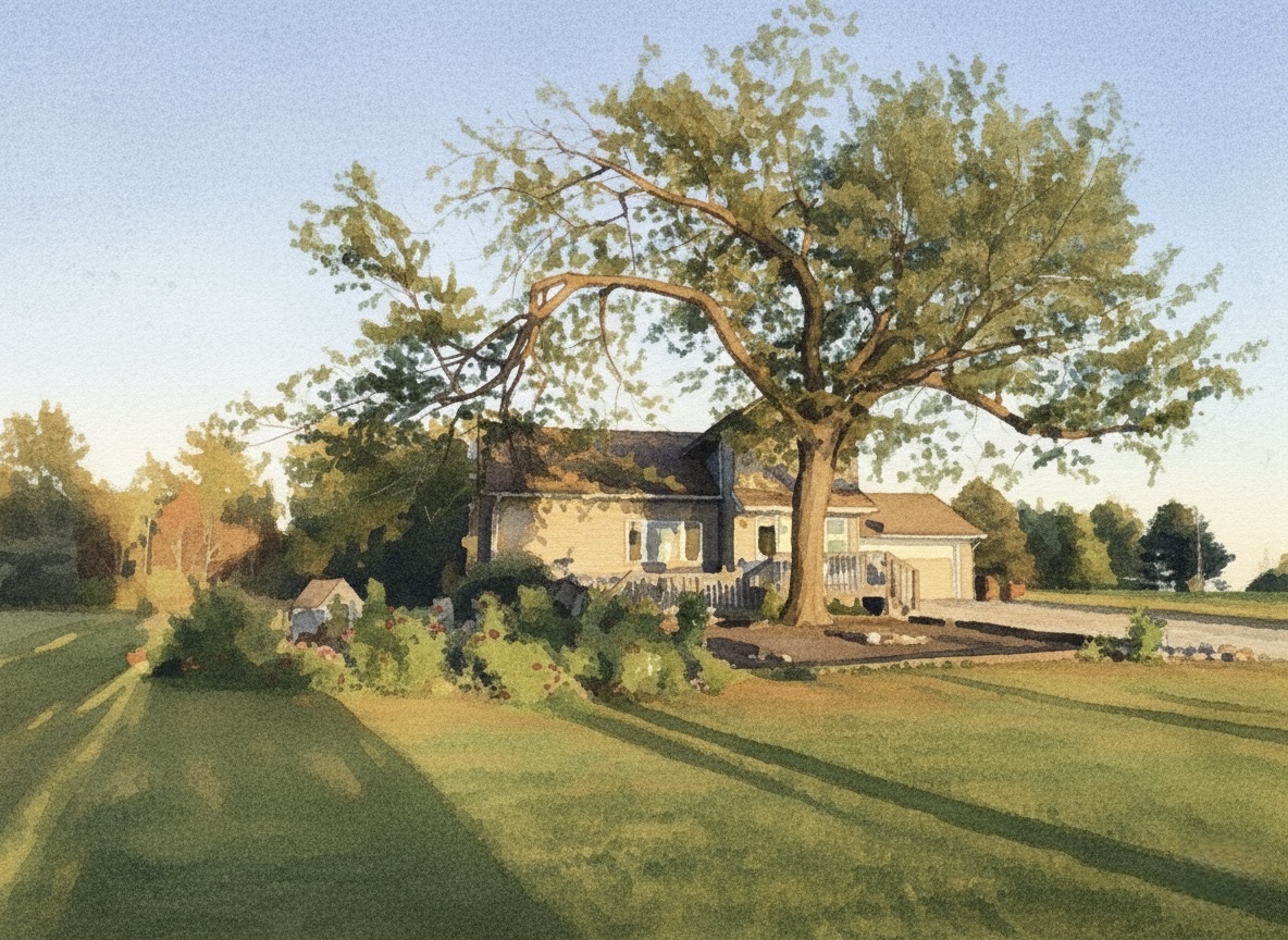 Watercolor of the green house on E Ave