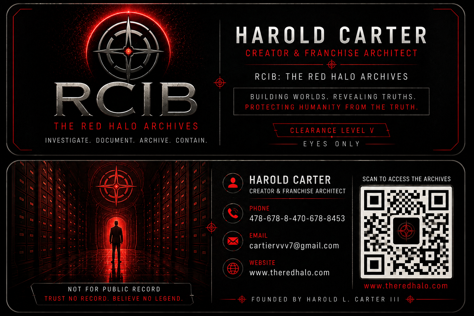 Official RCIB business card — Harold L. Carter III