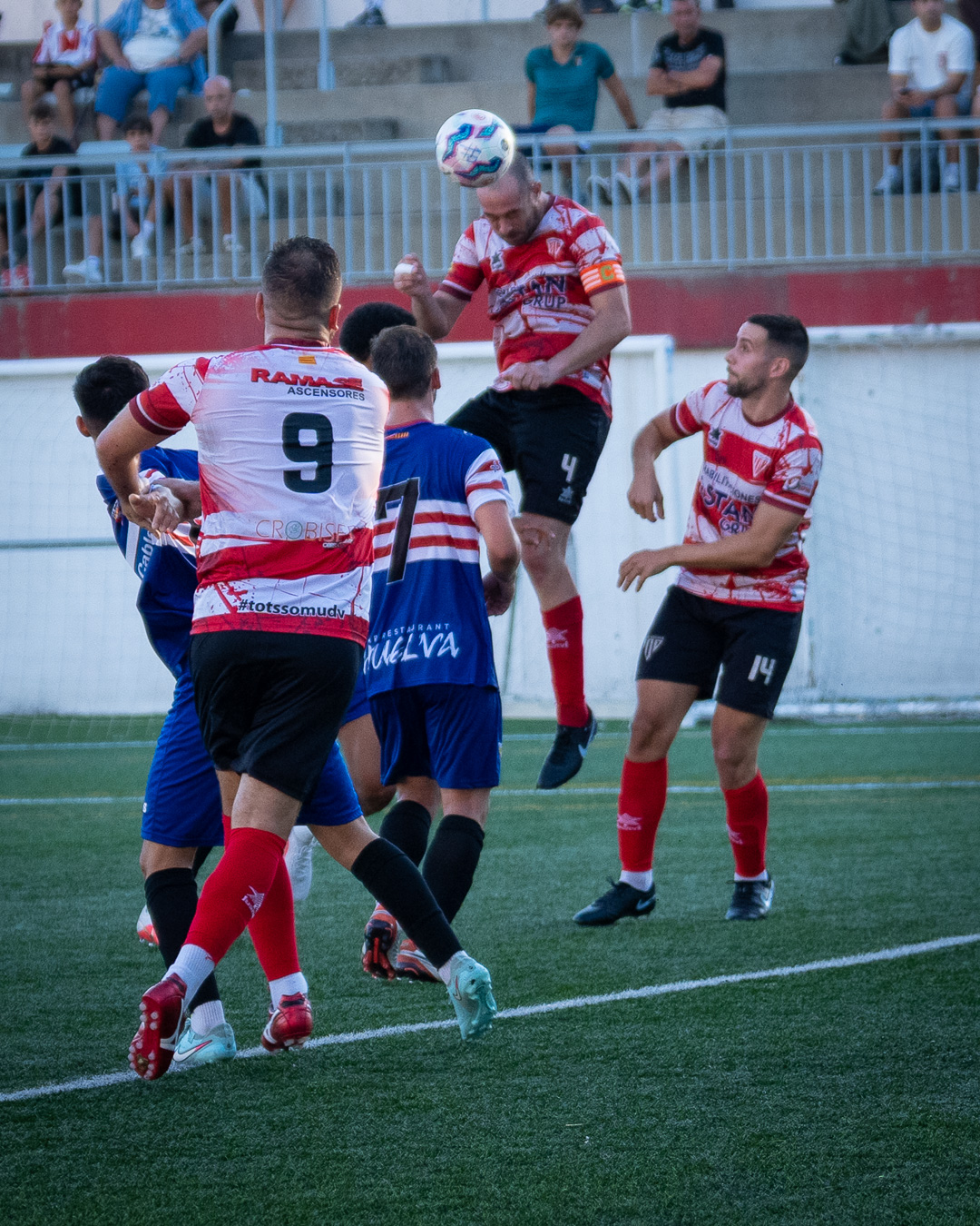 Captain rises above the pack to attack the ball