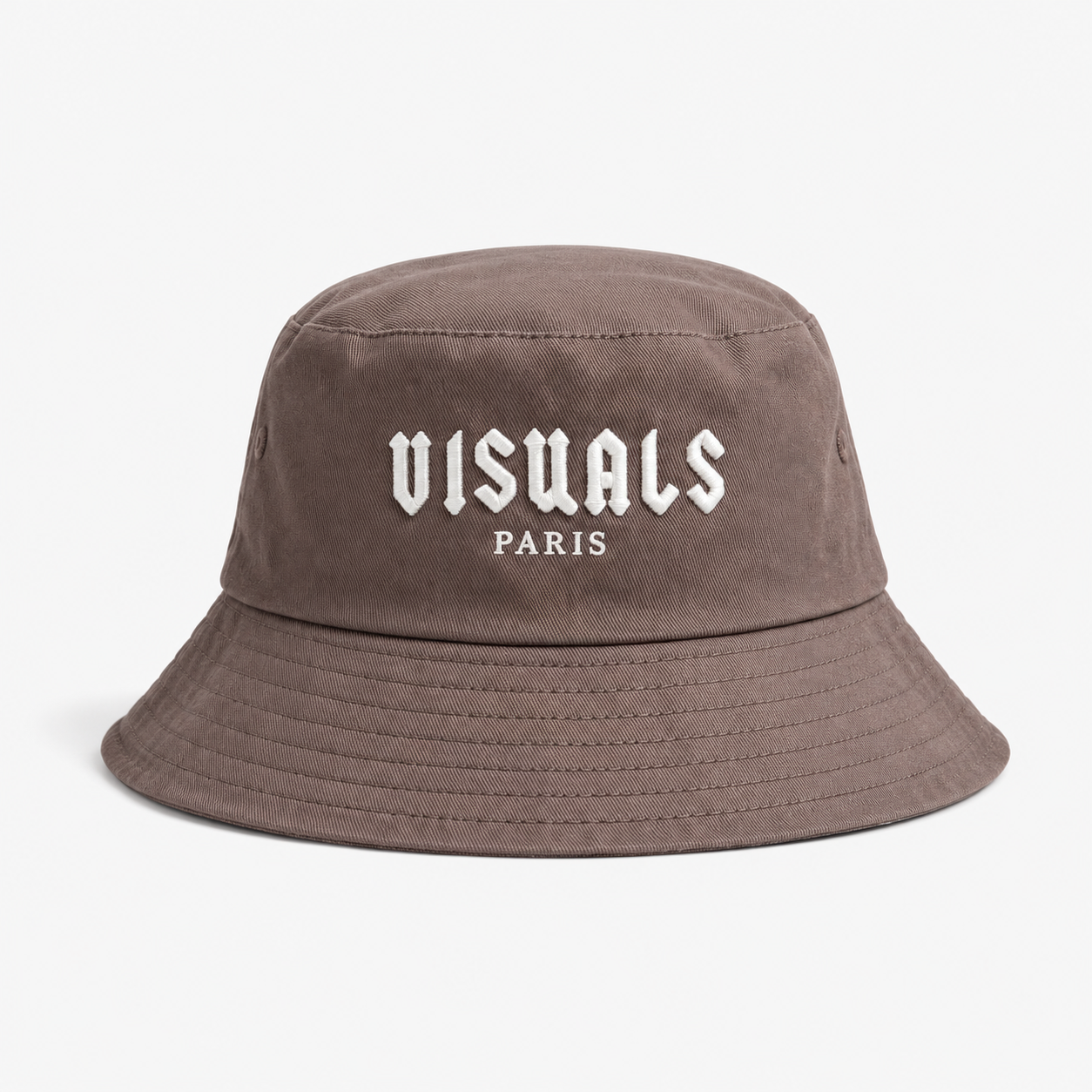Monogram Reversible Bucket Hat — Taupe in Taupe — signature VISUALS PARIS design detail