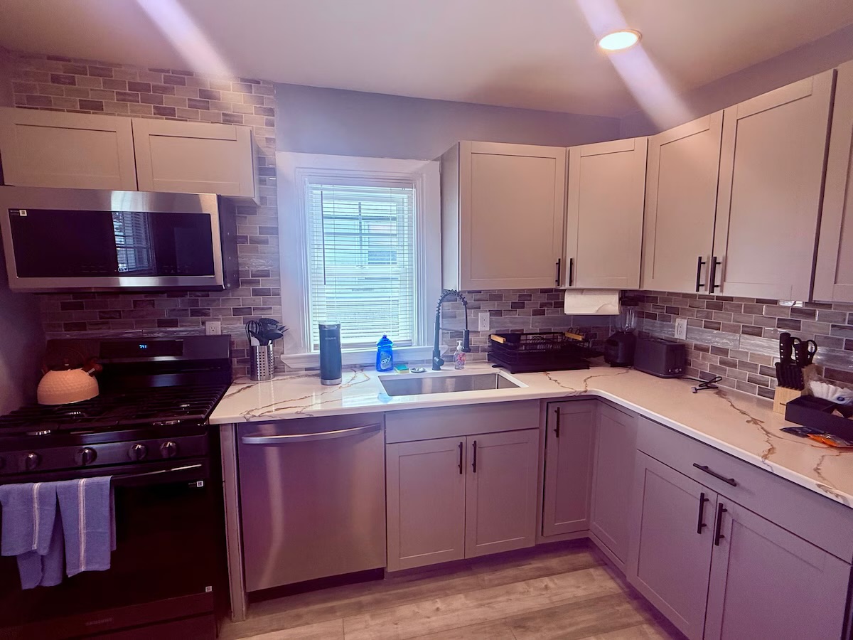 Light Gray Slab Kitchen