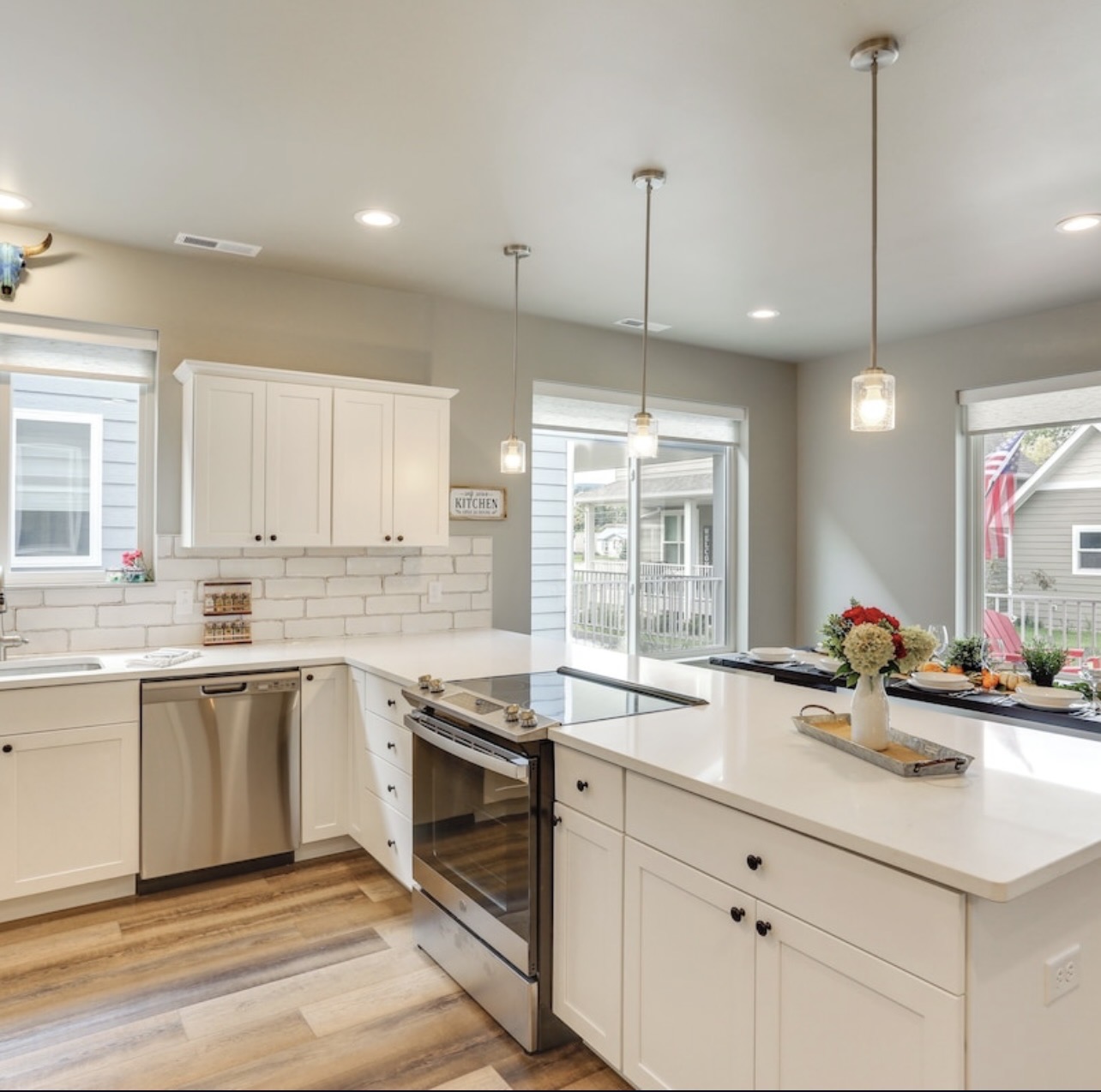 White Shaker Kitchen & Island